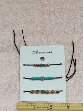 Turquoise and Gold Bead Bracelet Trio